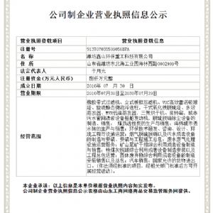 公司制企業(yè)營業(yè)執(zhí)照信息公示